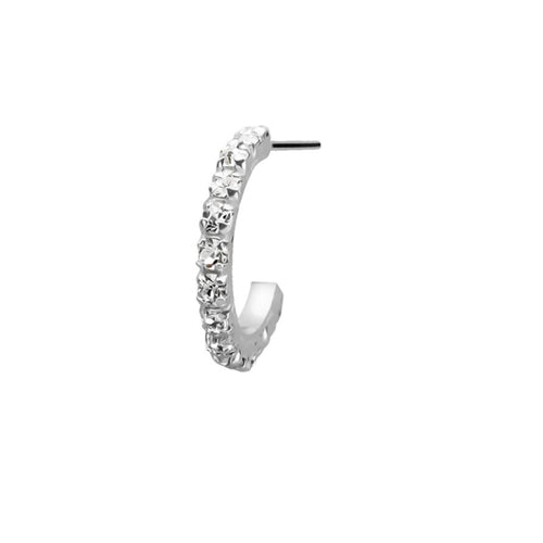 .925 Sterling Silver 22 Gauge Self Bending Clear Gem Nose Hoop