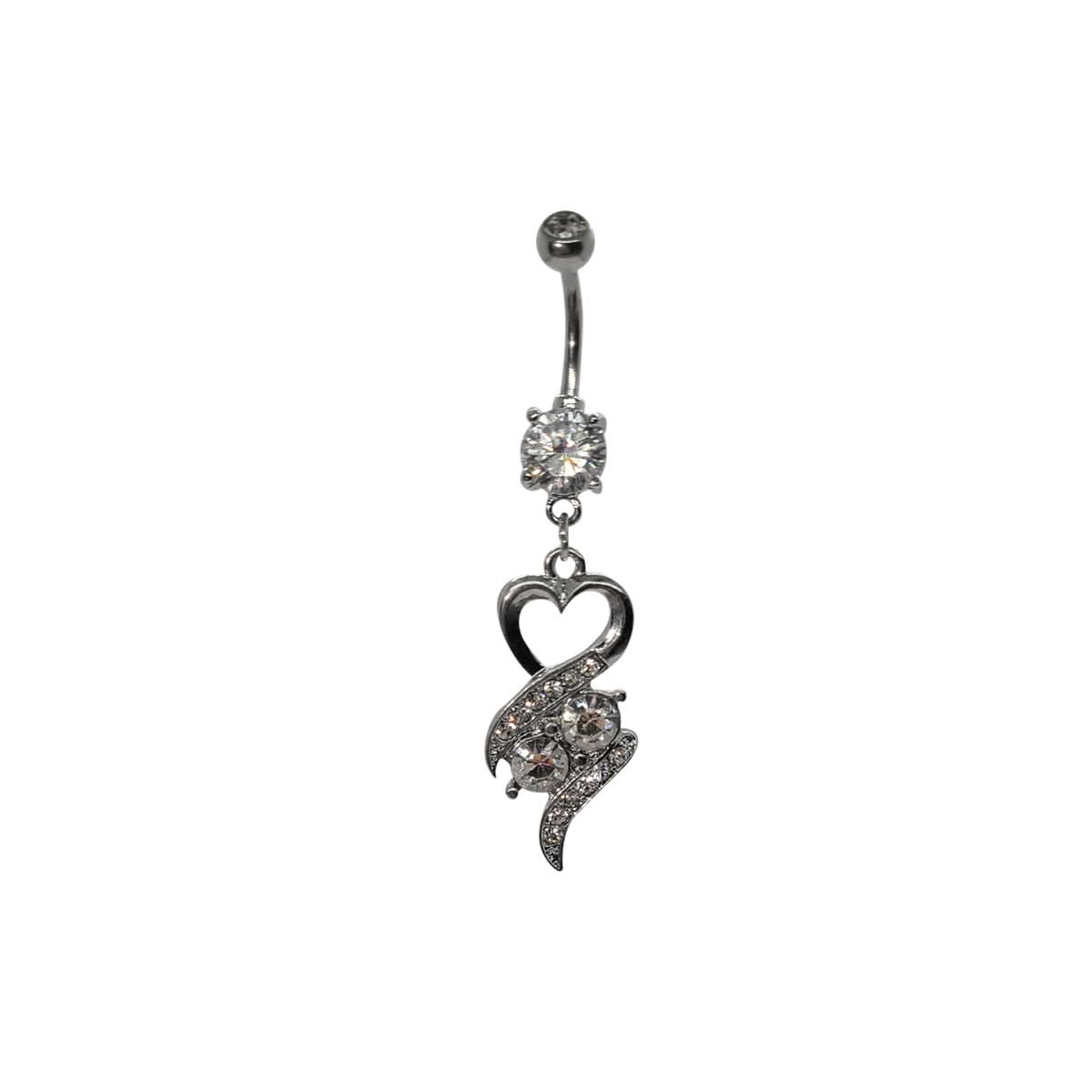 Surgical Steel 14 Gauge Belly Ring with CZ Heart Dangle - photo 2