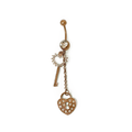Rose Gold Plated Surgical Steel Lock & Key Dangle Belly Button Ring