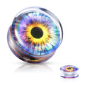 Acrylic Purple Eye Print Clear Saddle Fit Ear Plugs - Pair