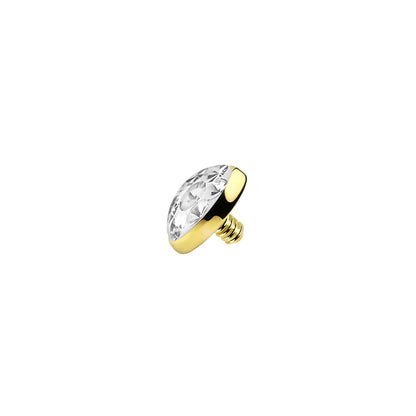 14 Karat Solid Gold 16 Gauge Gold with Paved CZ Dermal Anchor Tops