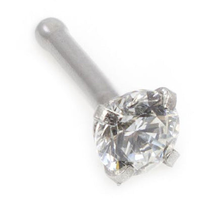 14K White Gold 18 Gauge Nose Bone Stud with 2.5mm Diamond - photo 4
