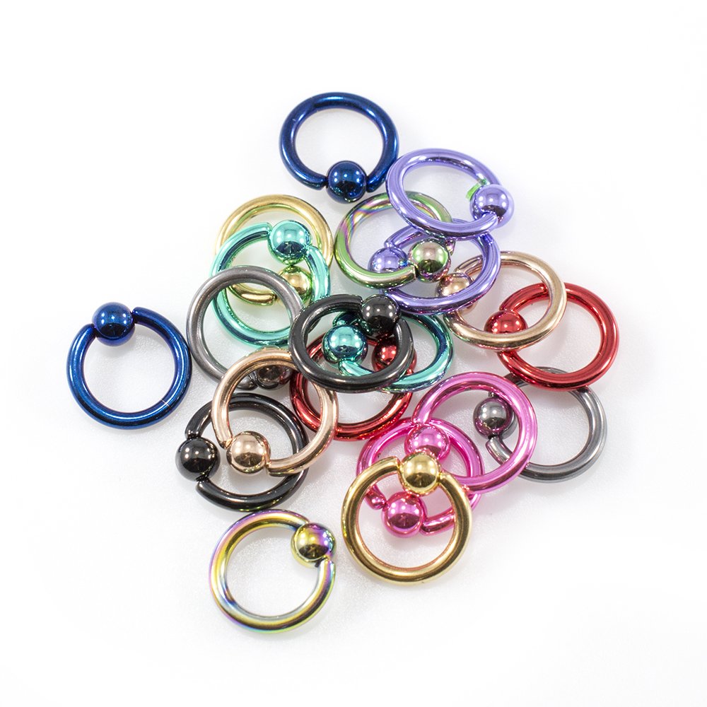 Anodized Titanium 14 Gauge Micro Captive Bead Rings - 10 Pack