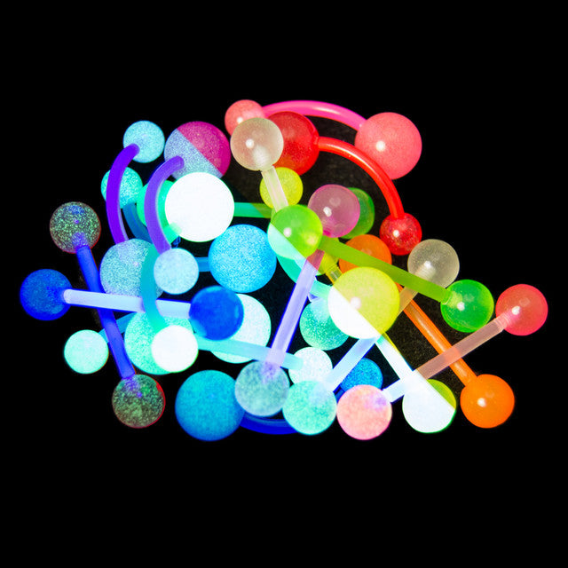 Bio-Flex Flexible Belly Button Ring 14 Gauge Acrylic UV Glow - 20 Pack - Kruelty - Photo 4