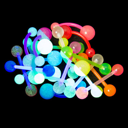 Bio-Flex Flexible Belly Button Ring 14 Gauge Acrylic UV Glow - 20 Pack