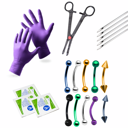 Surgical Steel Eyebrow & Cartilage Piercing Kit with Needles - 20 Pack