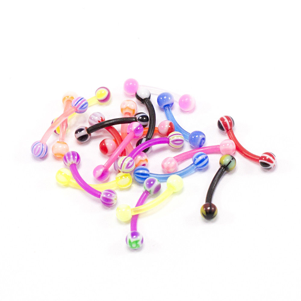 Flexible 16 Gauge Curved Barbells 8mm No Duplicates - 20 Pack