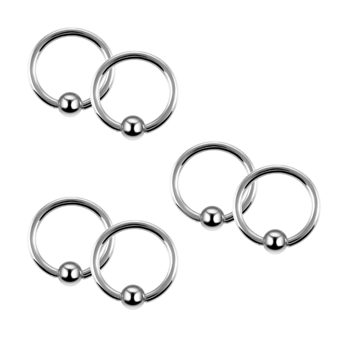 Surgical Steel 14 Gauge Captive Bead Rings 4mm Bead - 200 Pack
