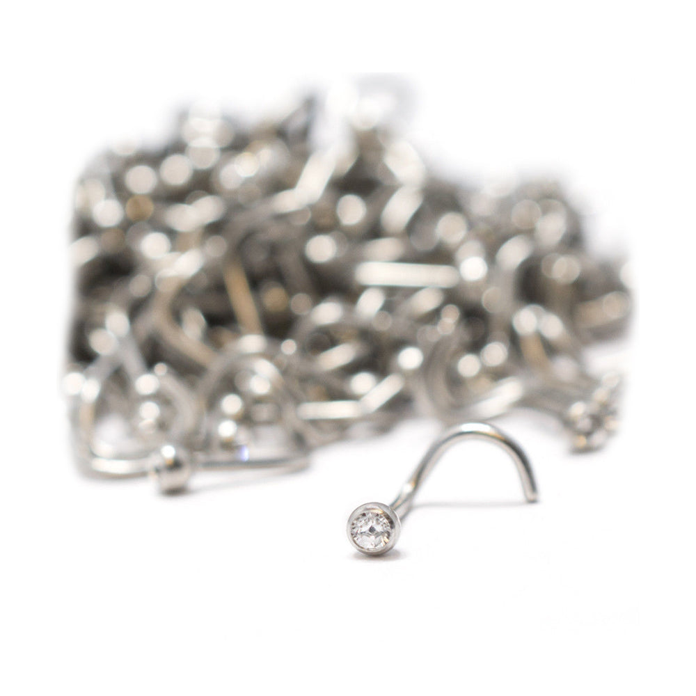 Surgical Steel Clear CZ Nose Screw 18 & 20 Gauge - 200 Pack