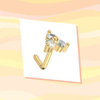 Gold Plated Surgical Steel 20 Gauge L Shaped Nose Stud