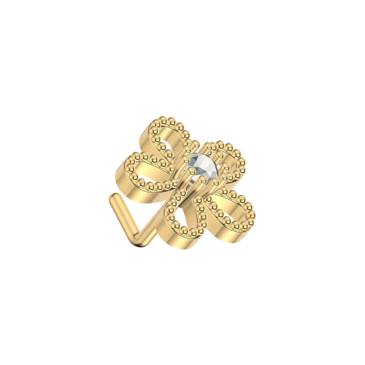 Gold Plated Surgical Steel 20G Clear CZ Flower L Shaped Nose Stud