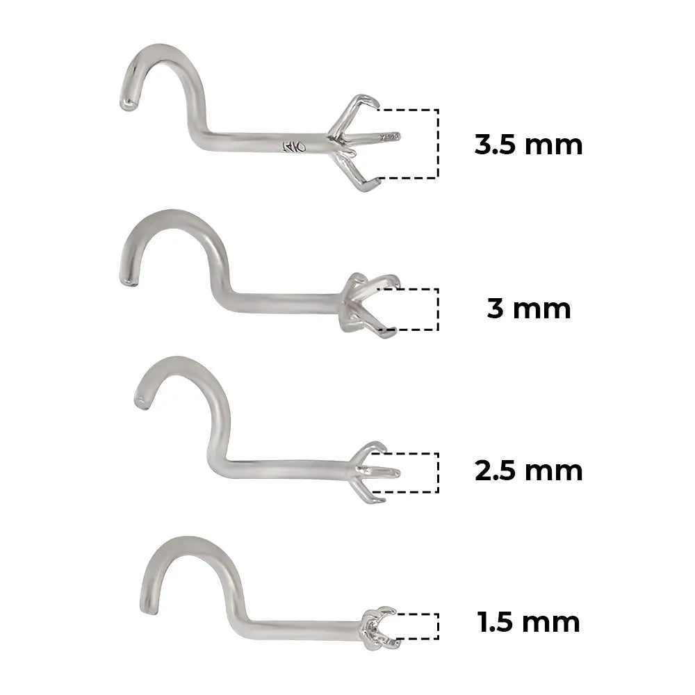 14K Solid Gold Corkscrew Nose Stud 20 Gauge 7mm Mounting - photo 4
