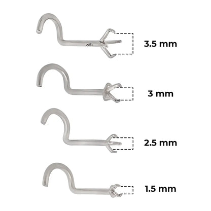 14K Solid Gold Corkscrew Nose Stud 20 Gauge 7mm Mounting - photo 4
