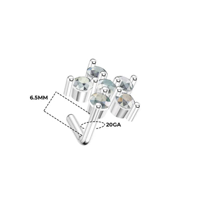 Surgical Steel L-Shaped Nose Stud 20G 6.5mm with CZ Flower - photo 5