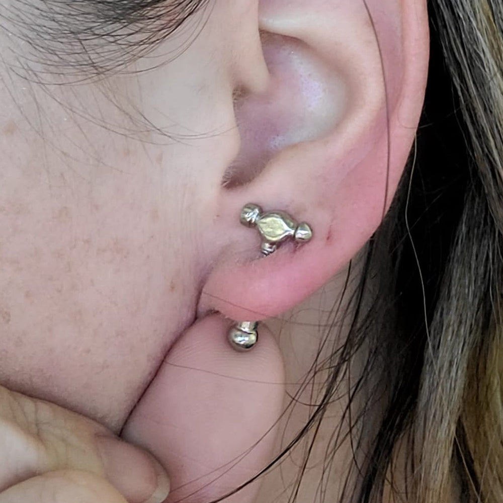 Surgical Steel 20 Gauge Hammer Fake Plug Stud Earrings - Pair