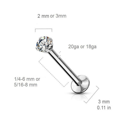 Titanium 20 Gauge Flat Back Labret Stud with CZ End - photo 2
