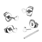 Titanium 20 Gauge Flat Heart End Earring Studs - Pair