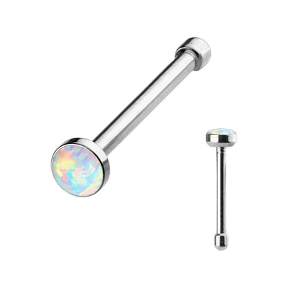 Surgical Steel 20 Gauge Nose Bone Stud with Bezel Set Opal - photo 7