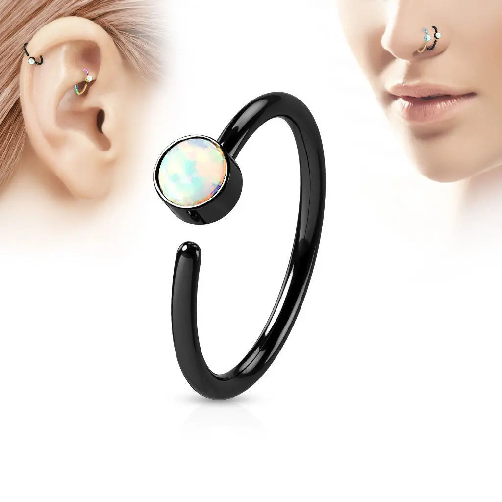 PVD Surgical Steel Bendable Septum Clicker Hoop Nose Ring