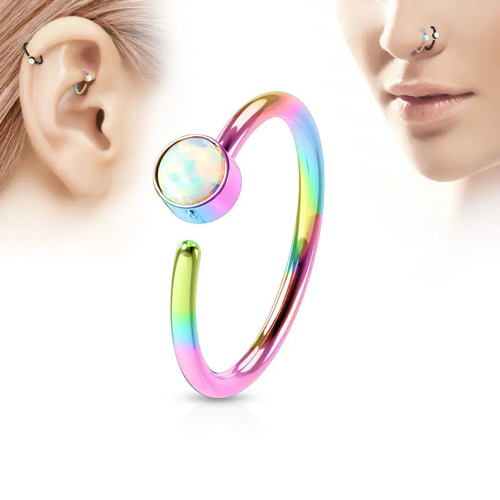 PVD Surgical Steel Bendable Septum Clicker Hoop Nose Ring