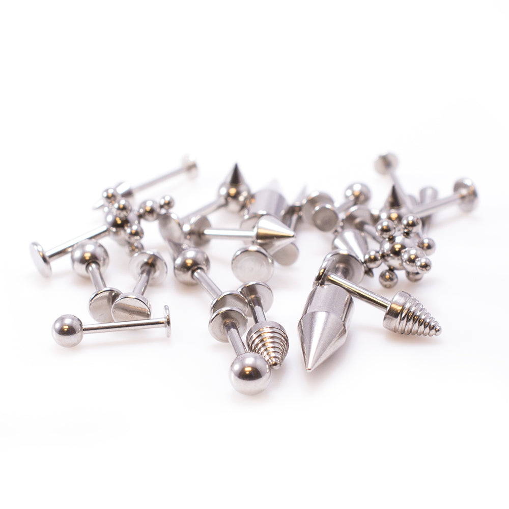 Surgical Steel 14 & 16 Gauge Labret Monroe Studs Random - 20 Pack