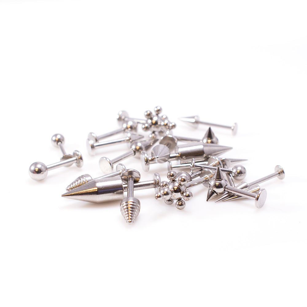 Surgical Steel 14 & 16 Gauge Labret Monroe Studs Random - 20 Pack