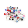 Surgical Steel 14G Straight Barbells Clear Acrylic Ends - 20 Pack