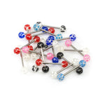Surgical Steel 14G Straight Barbells Clear Acrylic Ends - 20 Pack