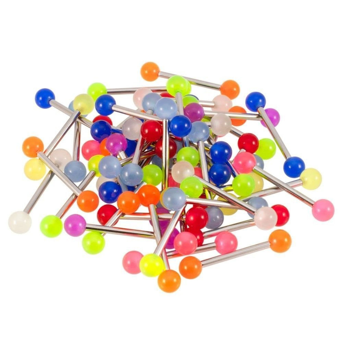 Surgical Steel 14 Gauge Barbell with Glow in the Dark Ball - 20 Pack
