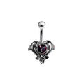 Surgical Steel 14 Gauge Dolphin with Purple Heart CZ Belly Ring
