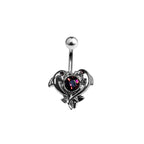 Surgical Steel 14 Gauge Dolphin with Purple Heart CZ Belly Ring