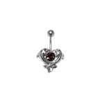 Surgical Steel 14 Gauge Dolphin with Purple Heart CZ Belly Ring