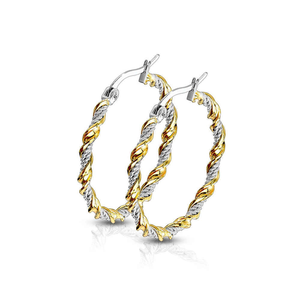 Surgical Steel 22 Gauge Braided Twisted Hoop Earrings - Pair - photo 5
