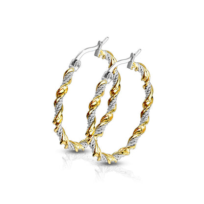 Surgical Steel 22 Gauge Braided Twisted Hoop Earrings - Pair - photo 5