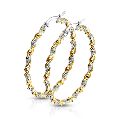 Surgical Steel 22 Gauge Braided Twisted Hoop Earrings - Pair - photo 4