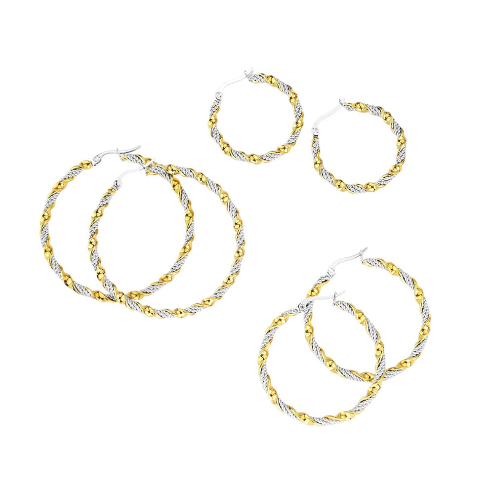 Surgical Steel 22 Gauge Braided Twisted Hoop Earrings - Pair - photo 3