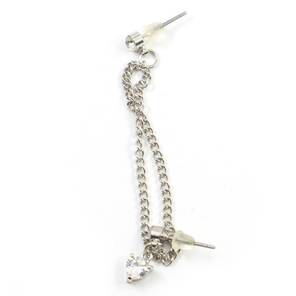 Surgical Steel 22 Gauge Chain Earring with Clear CZ Heart - photo 2