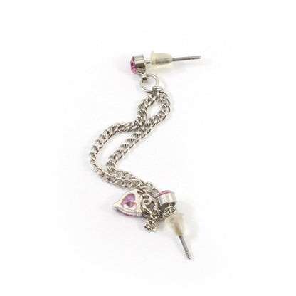 Surgical Steel 22 Gauge Chain Earring with Pink CZ Heart - photo 2