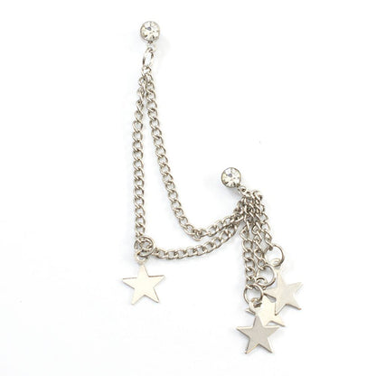 Surgical Steel 22 Gauge Chain Earring with Clear CZ Triple Star