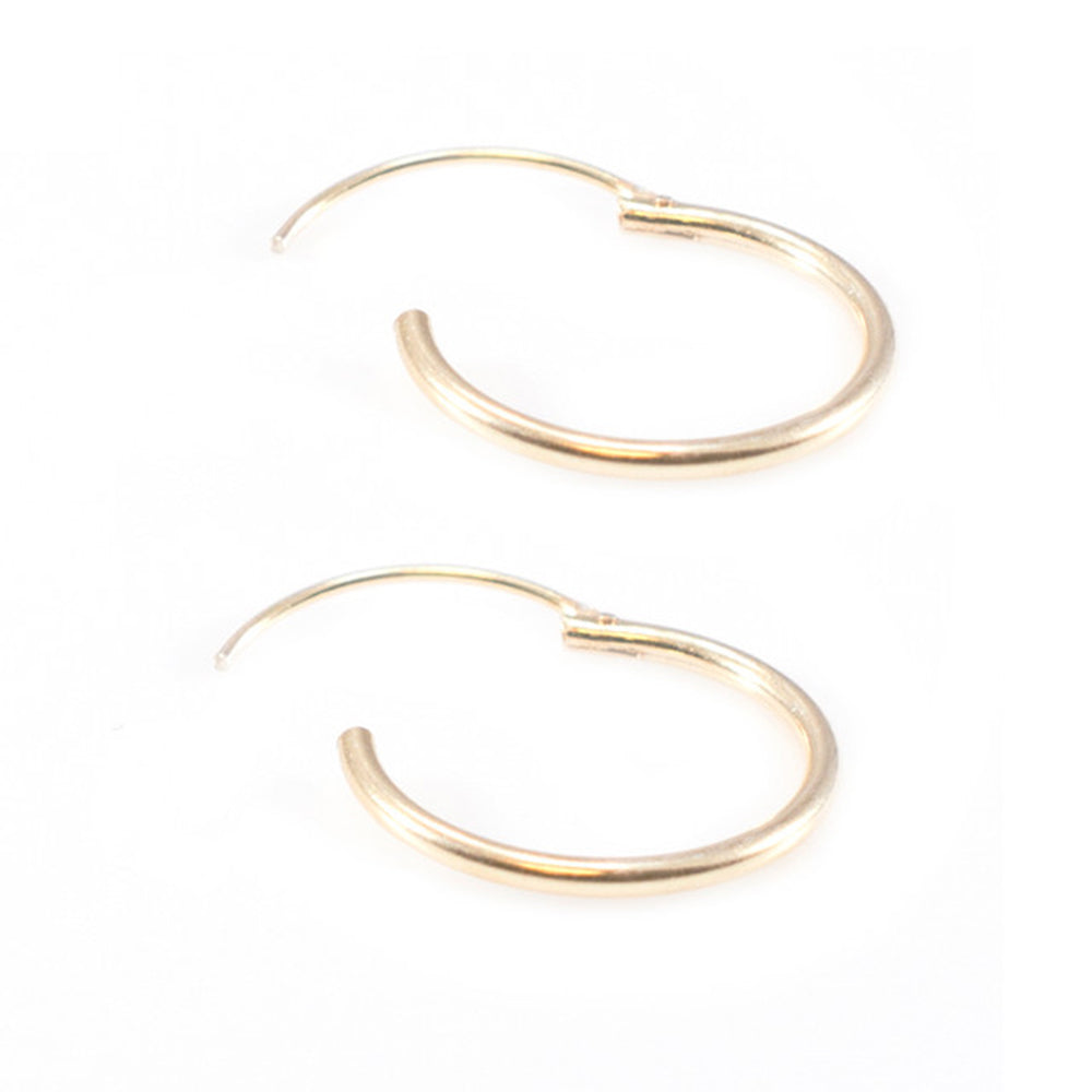 Sterling Silver 22 Gauge Hinged Hoop Earrings with PVD Gold - Pair - photo 2