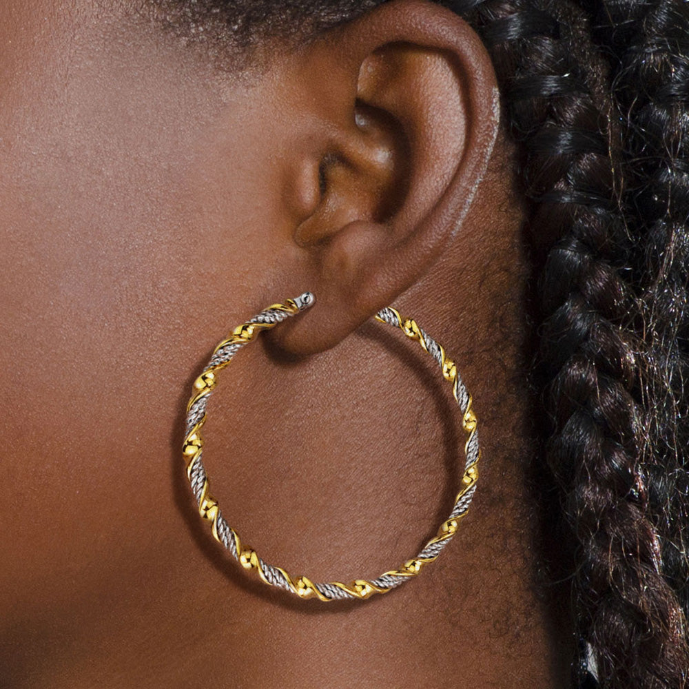 Surgical Steel 22 Gauge Braided Twisted Hoop Earrings - Pair - photo 2