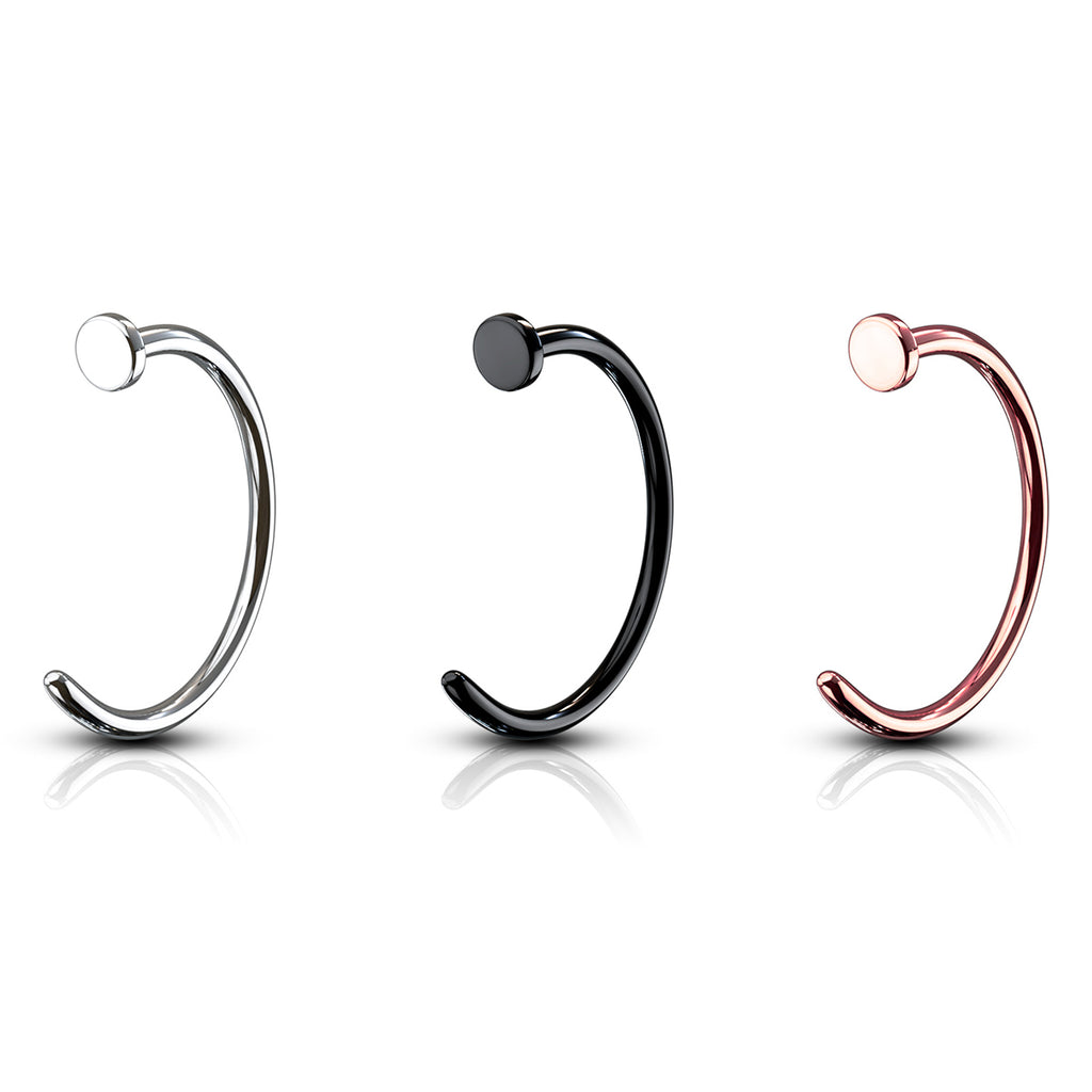 Surgical Steel 18 & 20G Nose Hoops Black, Gold & Rose Gold - 3 Pack