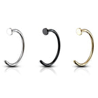 Surgical Steel Nose Hoops 18G or 20G Silver, Black & Gold - 3 Pack