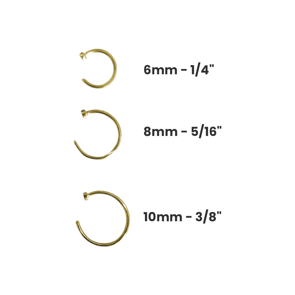 Surgical Steel 18 & 20G Nose Hoops Black, Gold & Rose Gold - 3 Pack