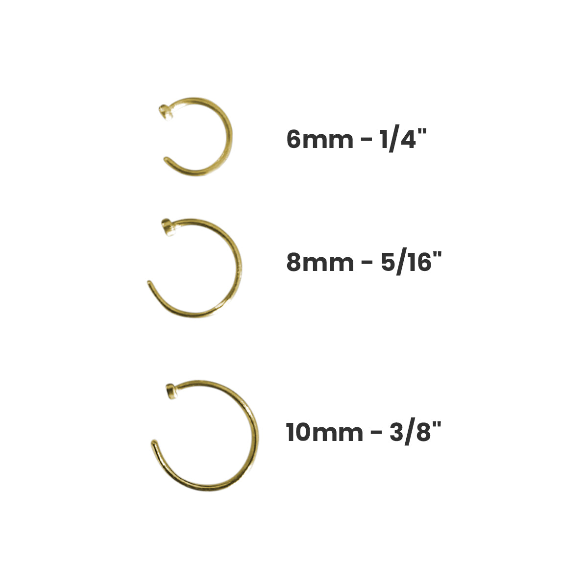 Surgical Steel 20 Gauge Open Nose Hoop Ring with Clear CZ - photo 4