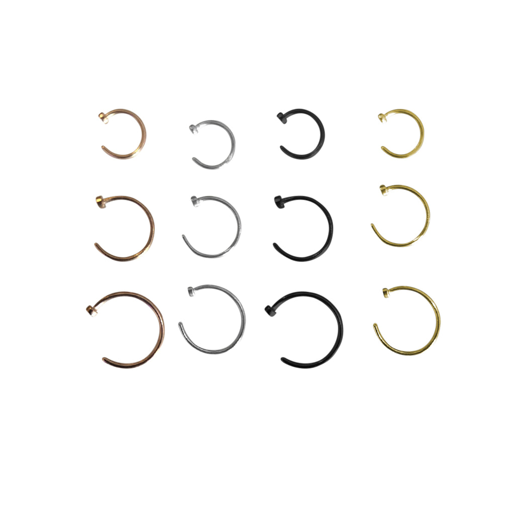 Surgical Steel Nose Hoops 18G or 20G Silver, Black & Gold - 3 Pack - photo 7