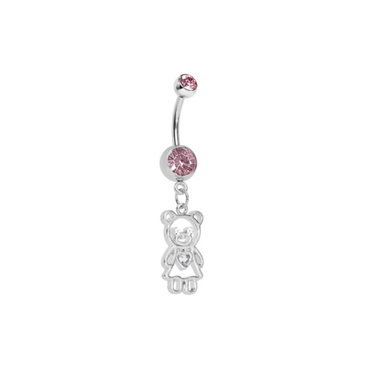 Surgical Steel 14 Gauge Belly Ring with CZ Teddy Bear Dangle - photo 4
