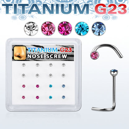 Titanium Nose Screw Studs 20 Gauge with Press-Fit 2mm Gems - 16 Pack - photo 4