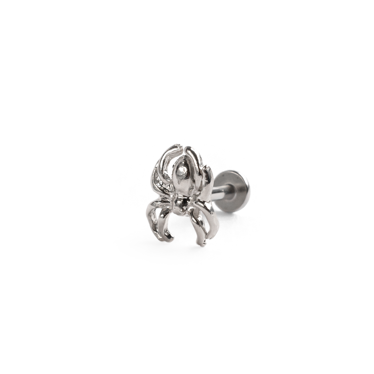 Surgical Steel 16 Gauge Flat Back Labret Stud with Spider Design