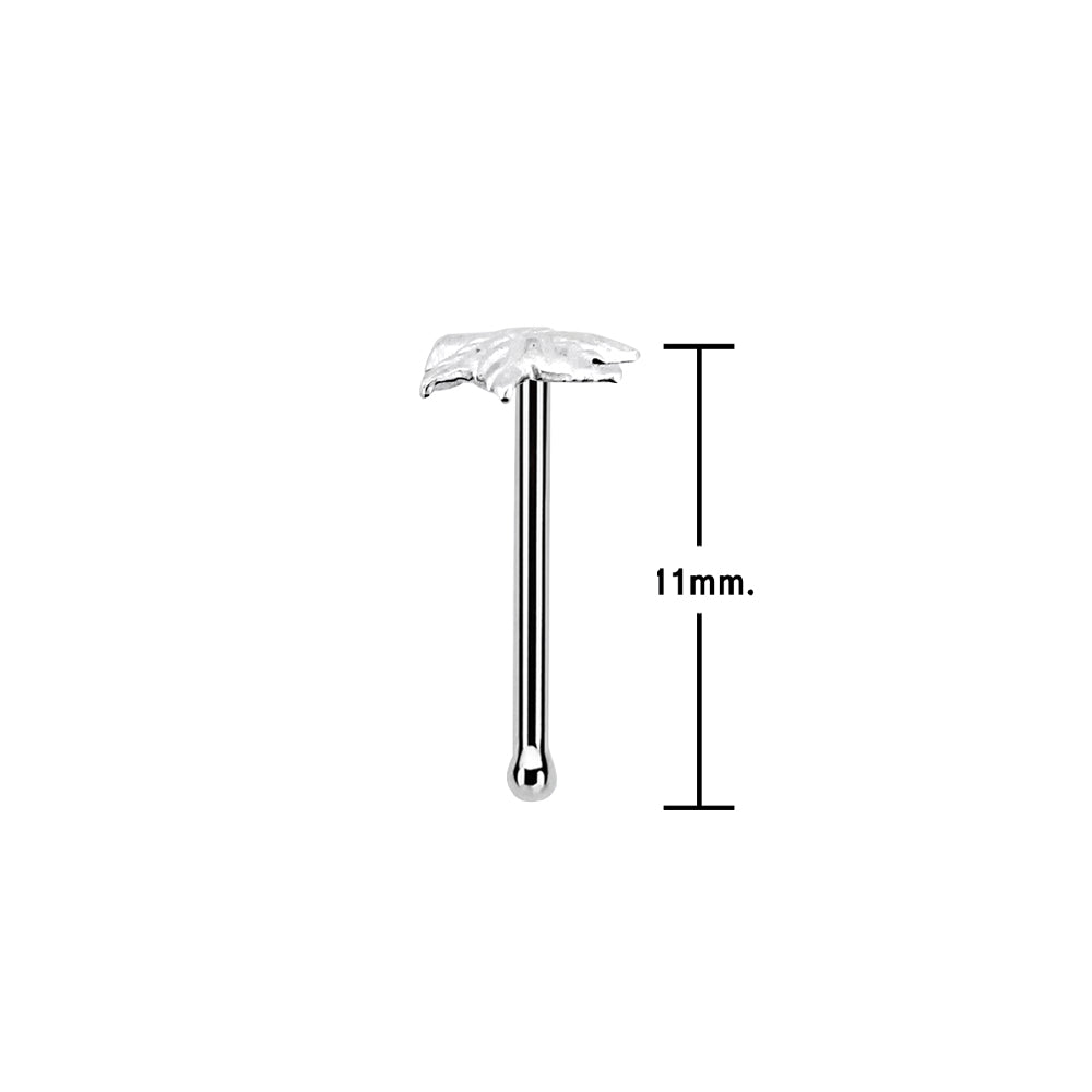 .925 Sterling Silver 22 Gauge Self Bending Pot Leaf Nose Stud
